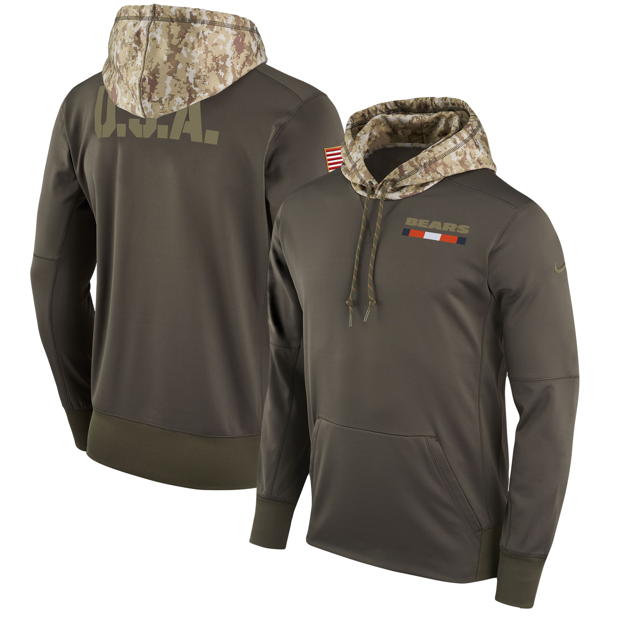 Men NFL Chicago Bears Nike Olive Salute To Service Hoodie Green